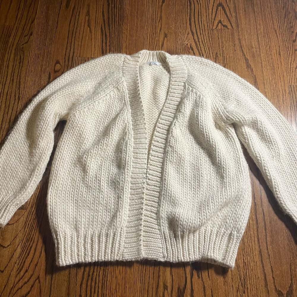 Calme Chunky Knit Alpaca Wool Cardigan Sweater Cream Size M